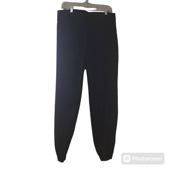 Preloved Women's Plus Black Denim Pants with Sheer Animal Print, size 14 - Picture 2 of 6